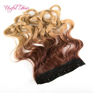 Clip en extensiones de cabello marrón rubio reflejos trenzado de color mezclado pelo liso sintético 250 gramos trenzado sintético pinzas para el cabello marley
