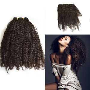 Extensions de cheveux indiens Remy avec clips, cheveux vierges, Afro serrés, crépus et bouclés, pour afro-américains, 7 pièces/ensemble FDSHINE