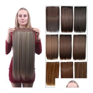 Clip In / On Hair Extensions 24 Mti-Colored Cinq Clips En Morceaux Droite Lisse Résistant À La Chaleur Synthétique Drop Livraison Produits Dhtbl