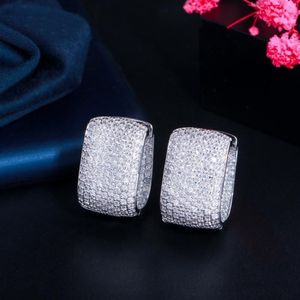 Boucles d'oreilles à clipser à vis de luxe, couleur or argent, cercle rond pour femmes, zircone cubique, bijoux de mariage de Dubaï, déclaration 277m