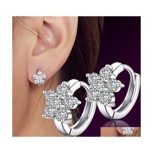 Clip-On Vis Back Sier Stud Boucles d'oreilles Femmes Mignon Flocon De Neige Florid Boucle D'oreille De Luxe Strass Boucle D'oreille Bijoux En Gros Drop Deliv Dh4Bg