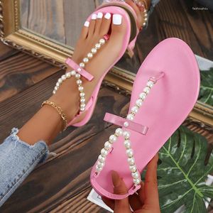 Sandales à bout de clip plat Perle Perl Plus Summer Women Size Chaussures 43 plage à la mode rose Slip-On Flats 559 S 380 685 S