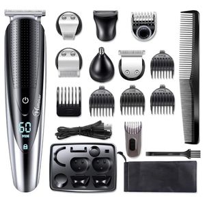 Clippers Recortadores Todo en uno Recortador de cabello para hombres Kit de aseo Cuerpo Húmedo Seco Clipper Peluquero Máquina de corte de pelo recargable 230928