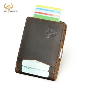 Clips Hot Sale Bull Bull Original Cuir Design Retro Travel Slim Snap Gift Wallet Front Pocket Money Mini Cash Purse for Men Male 1690