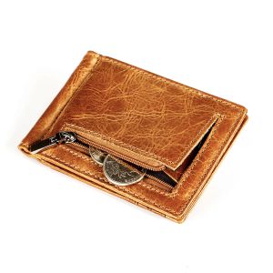 Clips personnalisés gravés en cuir authentique Clip Clip de poche avant Plombe de poche à argent Portefeuille de clip d'argent amovible