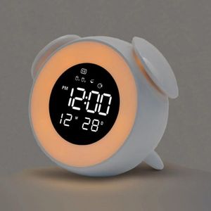 Clocks Accessories Other & Bedside Sunrise Sunset Wake Up Light Digital LED Music Alarm Mirror Clock Bedroom Desk Calendar Snooze Table Phon