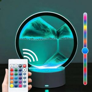 Horloges Créative Light Night Night Night avec 16 couleurs USB Sandscape Table Lampe 3D Natural Landscape Bedside Lamps Office Decor Home Decor Gift