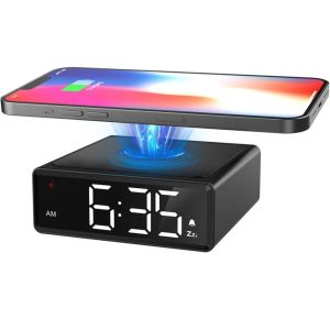 Clocks Fashion Wireless Charger Time Alarm ALARME LED CHANGE DE TÉLÉPHONE CORPORNE DU DIGITAL CHARGER