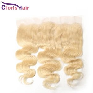 Fermetures blondes 13x4 en dentelle oreille frontale à l'oreille Vierge cru indienne Human Hair Top.