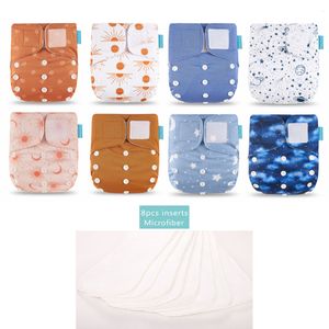 Cloth Diapers Happyflute OS Pocket Adjustable 8pcs Diape8pcs Microfiber Insert Waterproof Reusable Washable Baby Nappy 230223