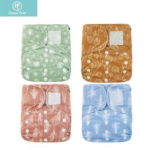 Couches Lavables Happyflute OS Couche De Poche 4pcSet Lavable Réutilisable Absorbant Écologique Nappy Imprimer Réglable Bébé Couche Couverture 230504