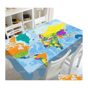 Tableau de table en tissu couleur Colorf Party Decor Home Geography Country Global ER For Rec Square Dining Tables Drop Livilar