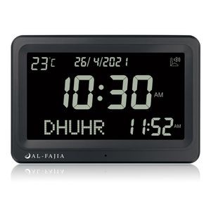 Vêtements Alfajia plus grand écran LCD Azan Clock 8 Athan Sons Multilanguages Hijir Gregorian Calendriers Muslim Prayer Desk Alarm Relock