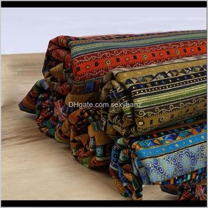 Ropa Ropa Entrega directa 2021 Estampado étnico Lino de algodón africano Diy Tela de costura hecha a mano para sofá Bolsas Vestido Decoración para el hogar Mantel 1