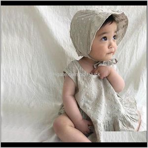 Ropa para bebés, niños Maternity0-24M Baby Girls Sets Infant 3Pcs Color sólido Bordado Chaleco Tops Shorts Hat Outfits Summer Boy Clothes Set