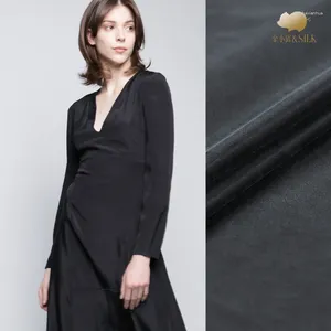 Tela para ropa, 110cm, seda negra pesada, 42mm, satén lavado con arena, Material de vestido de Color sólido, tela al por mayor