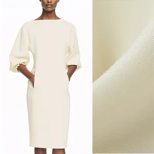 Tissu de vêtements en laine blanche, 140CM de large, 320 G/M, couleur unie, pour costume, robe, manteau, veste, DE957, automne et printemps