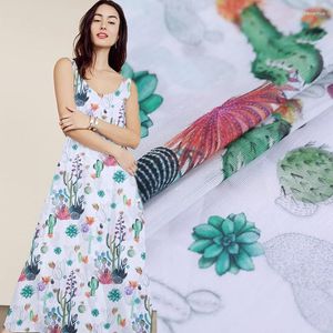 Tela de ropa Prickly Pear, vestido de lino de seda de inyección de tinta Digital, Cheongsam, tela Natural china al por mayor