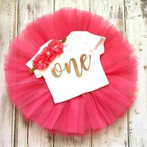 Ensembles de vêtements 1 an Baby Girl Tutu Tenue 1er premier anniversaire Party Tenues pour tout-petit gâteau infantile Smash Photo Props Flower Bandband Set BodySuit T240509