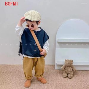 Ensembles de vêtements 2-8Y coréen garçons filles tenue ensemble beaux vêtements enfants printemps vêtements d'extérieur costume bébé enfants mince t sirt gilet pantalon 3 pièces