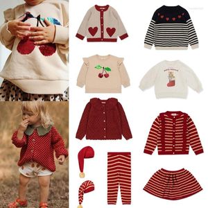 Ensembles de vêtements 2024 Konges bébé coeur pulls cardigan d'extérieur marque enfant filles sweats enfants noël tricoté manteaux vestes vêtements