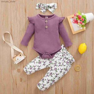 Vêtements Ensembles 3pcs Baby Girl Clothes Set Nou nouveau-né vêtements Childern Toddler Girl Girl Bebe Girl Outfits Infant New Born Clothes