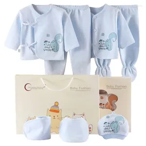 Ensembles de vêtements 7pcs Pure Coton Born Clothes Set Baby Cartoon Pattern for Boys Girls Gift with Box