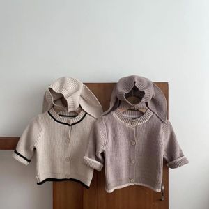 Ensembles de vêtements Automne hiver coréen bébé garçon 3 pièces ensemble de vêtements coton tricoté à manches longues manteau jarretelle barboteuse chapeau costume enfant en bas âge garçon tenue 231010