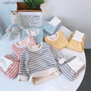 Ensembles de vêtements Baby Girl Clothes Ensembles d'automne Hiver Boy Striped Costumes Enfants Sous-vêtements thermiques rembourrés