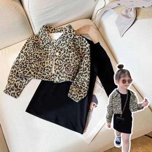 Ensembles de vêtements bébé filles tenue costume enfants vêtements ensemble enfant en bas âge fille léopard manteau robe 2 pièces printemps automne