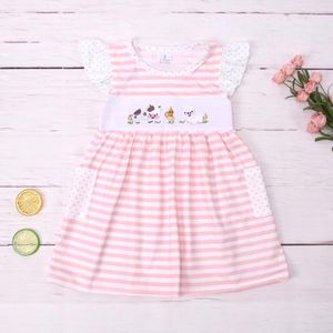 Ensembles de vêtements Bébé Filles Princesse Robe Une Pièce Dentelle Spots Vêtements Animaux Broderie Body Jupe Douce Rose Rayures Tenue 1-8T