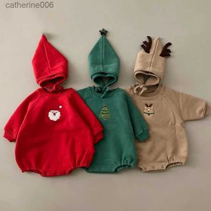 Conjuntos de ropa Onesies de bebés Día de Navidad Capianas sudaderas con capucha para bebés Recién nacidos con una muestra de sombrero Diseño lindo de 5 días envío para bebés tendedero231202