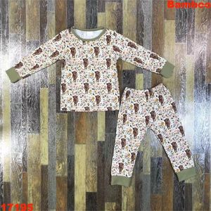 Conjuntos de ropa Fibra de bambú Pajama Pajamas Patrón de animales Baby Boys Ropa de manga larga