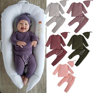 Ensembles de vêtements Born Baby Girl Boy Winter Warm Clothes Striped Tops T-Shirt Pants OutfitsVêtements