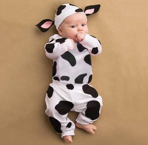 Vêtements ensembles nés bébé bébé bébé garçons filles vêtements ensembles à manches longues dessin animé costumes laitiers vache tshirt pantalon chapeau tenues 3p3704957