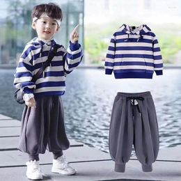 Ensembles de vêtements pour garçons et filles, modèles d'automne et d'hiver 2024, sport coréen pour bébé, Cool, beau, rembourré, épais, pull et pantalon, costume