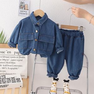 Ensembles de vêtements Garçons Denim Vêtements Printemps Automne 2023 Enfants Manteaux Jeans Pantalon 2pcs Survêtements Pour Bébé Garçon Costume Enfants Costume Tenues 5Y