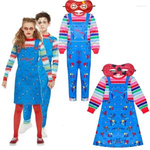 Conjuntos de ropa Niños Niñas Halloween Fiesta divertida Juego infantil Chucky Cosplay Disfraz Niños Dibujos animados Horror Fantasma Muñeca Manga larga Monos Vestido