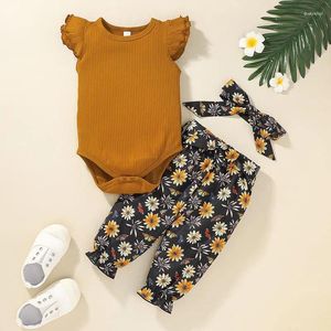 Conjuntos de ropa Estilo de verano para niños Bebé Onesie Traje Imprimir Pantalones de rastreo Conjunto de dos piezas Ropa para niña