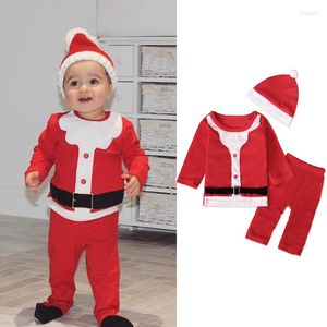 Conjuntos de ropa Navidad bebé infantil niños niñas mamelucos disfraz top pantalones sombrero dibujos animados nacido niño niño mono mono traje