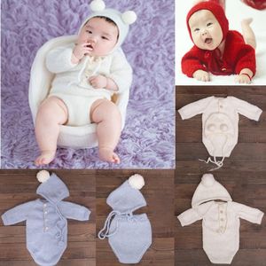 Ensembles de vêtements Crochet Mohair bébé vêtements avec chapeau ensemble né photographie accessoires filles garçons Bonnet barboteuse bricolage Po tir