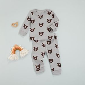 Conjuntos de ropa Ropa linda para bebé, niña y niño, jersey con estampado de Panda, pantalones superiores, trajes informales de 2 uds.