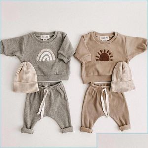 Vêtements Ensembles de mode pour enfants Fashion Set Toddler Baby Boy Girl Girl Match Tops Casual Child Loose Pants 2PCS Designer OutfitClothing D Dhvlz