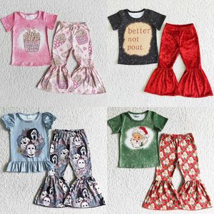 Conjuntos de ropa Moda para niños Ropa de diseñador Niñas Pantalones de campana Conjunto Niño Bebé Niña Boutique Otoño Invierno Trajes festivos al por mayor