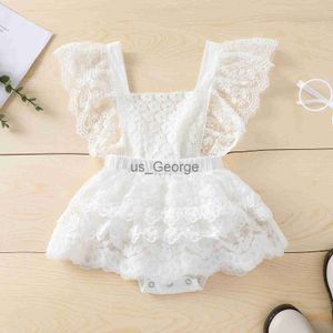 Ensembles de vêtements Mode Vêtements d'été Nouveau-né Bébé Fille Sans Manches Blanc Dentelle Barboteuse Combinaison Tutu Robe Couches Tenues Vêtements 024M J230630