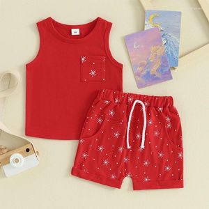 Vêtements Ensembles Fashion Summer Toddler Boy Set Kids Shorts Tenues Star Imprimer Tabarts avec des vêtements de taille élastique 2pcs