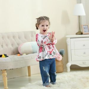 Ensembles de vêtements Floral Infant Girl Clothes 2 To 4 Years Born Baby Outfit For Long Sleeve Summer