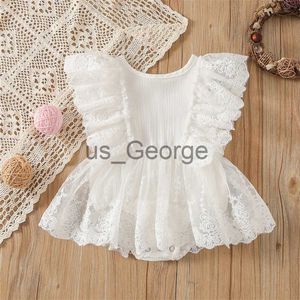 Conjuntos de ropa FOCUSNORM 018M Infant Baby Girls Romper Dress White Fly Sleeves Lace Flowers Mesh Tutu Mono Ropa J230630