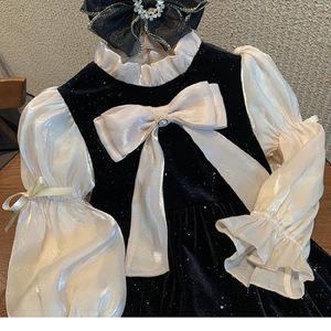 Ensembles de vêtements Filles Princesse Robes De Velours Enfants Cérémonie Manches Longues Mode Bébé Tenue Décontracté 1 15Ys Robes Enfants Vêtements 230317