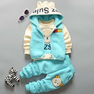 Conjuntos de ropa de primavera y otoño para niñas, ropa de tres piezas para bebés de 0-1-2-3 años, ropa de invierno para niños de felpa Y2209